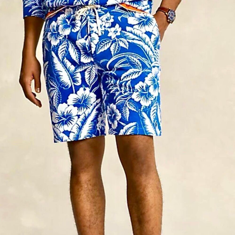 NWT Polo Ralph Lauren Men Tropical Floral Spa Terry Short Size S